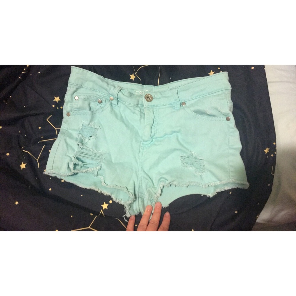 Refuge Jean Shorts Mint Blueish Size 8